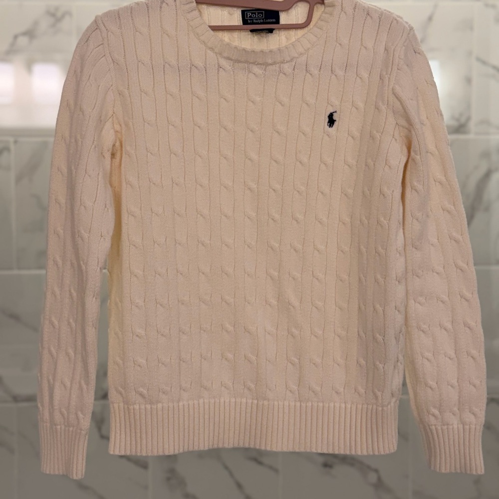 Ralph Lauren Cream Cable Knit Pullover Sweater
